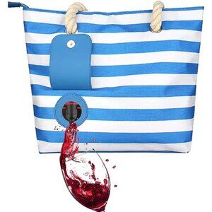 Beach Wine Tote Bag, Wine Cooler Bag Leakproof Insulated Purse Carrier
